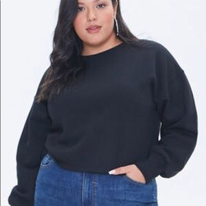 Plus Size Fleece Crew Neck Cropped Top ❤️💕